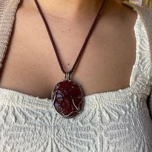 Vintage 1970’s, Sterling Silver 925, Carnelian stone pendant